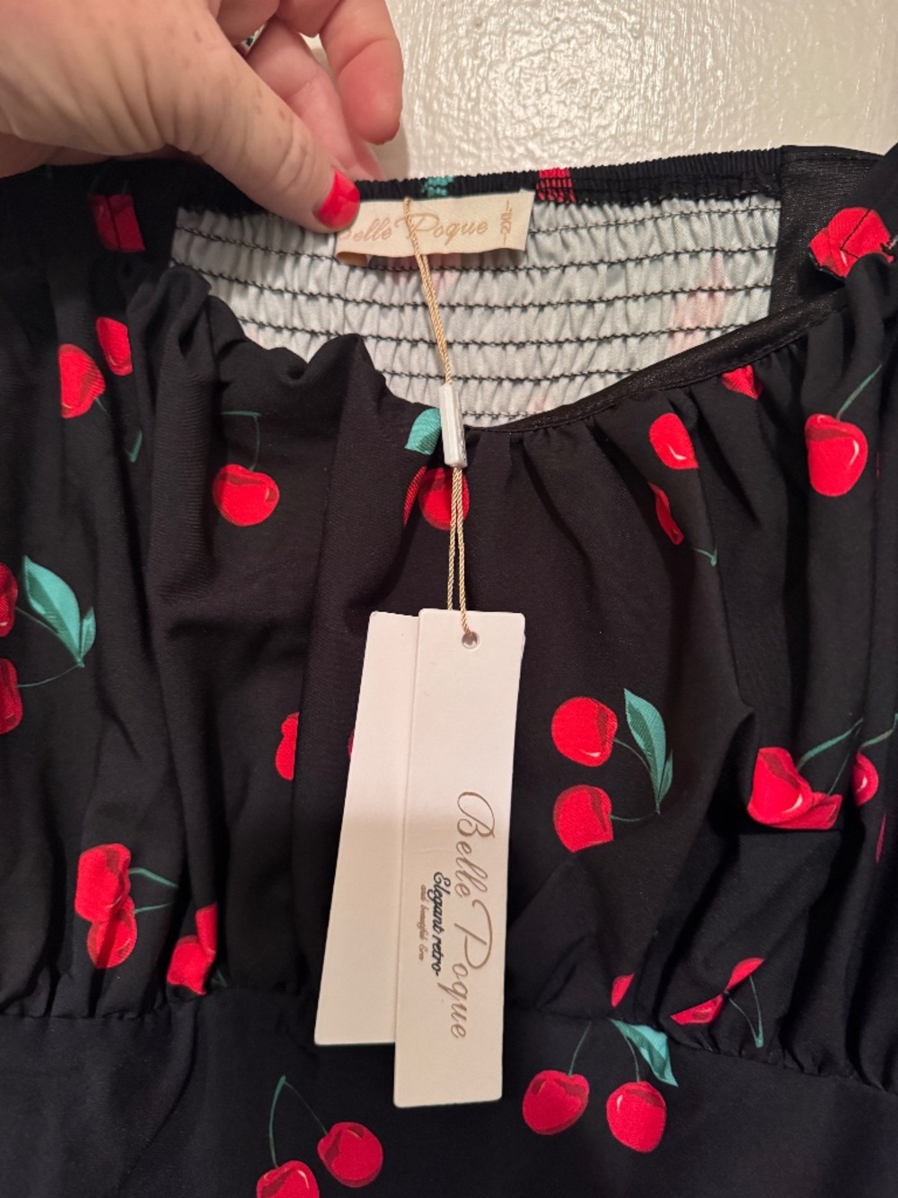 Belle Poque – Black A-Line Dress w/Red Cherries, NWT (Size 2X) - Picture 7 of 7